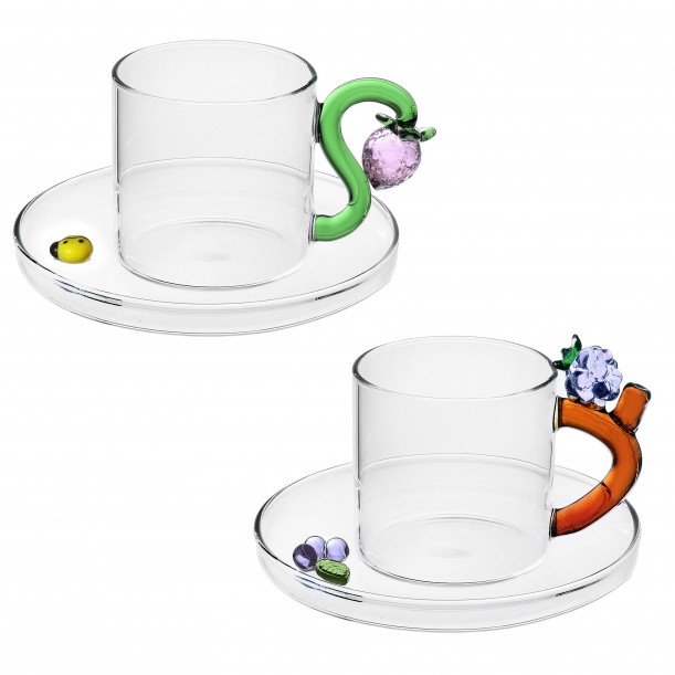 Lot de 4 tasses Fruits and Flower
