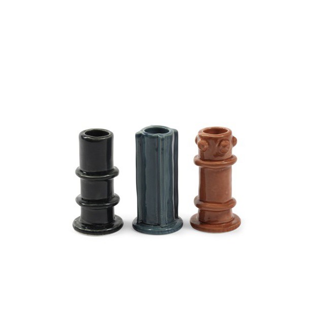 Lot de 3 bougeoirs en grès emaillé Molly 03