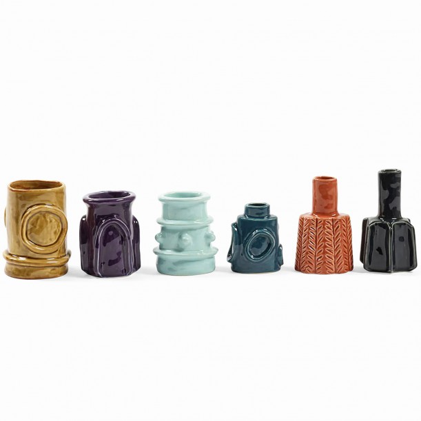 Lot de 6 vases en grès emaillé Molly