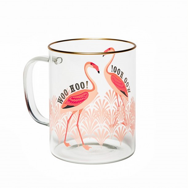 Mug en verre Flamant Rose
