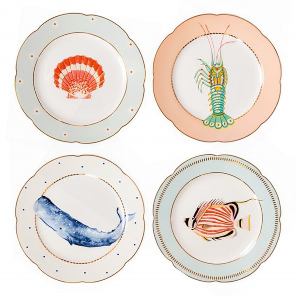 Lot de 4 assiettes à dessert Fishy
