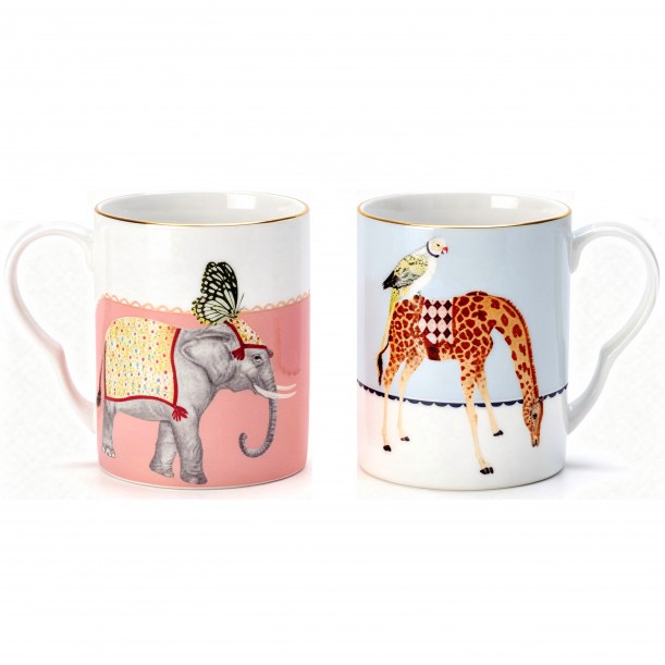 Coffret de 2 mugs Elephant et Girafe Carnival