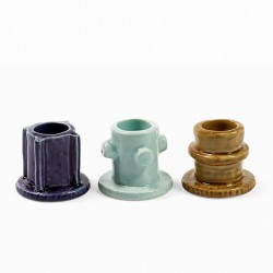 Lot de 3 bougeoirs en grès emaillé Molly 01
