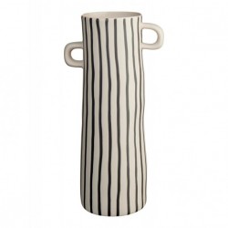 Vase en grès à rayures h 28 cm Rayu