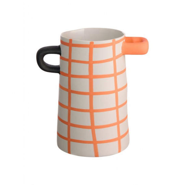 Vase en grès à carreaux h 17 cm Rayu