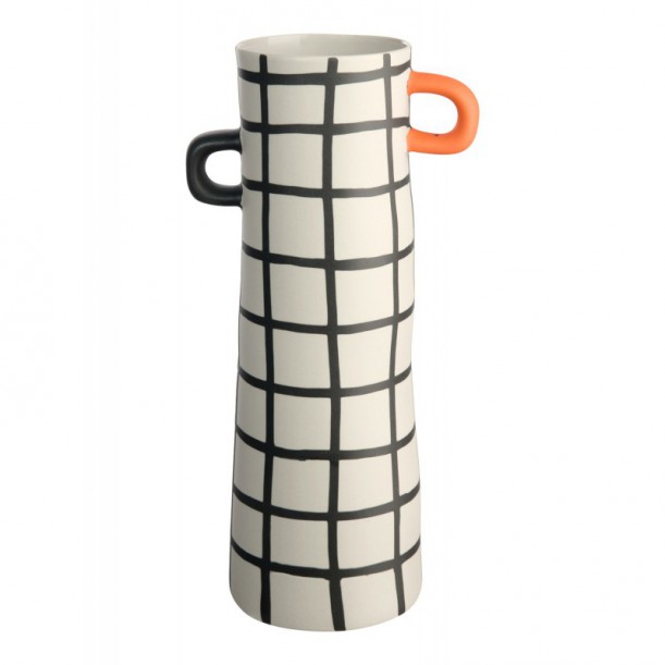 Vase en grès à carreaux h 18 cm Rayu
