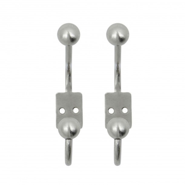 Lot de 2 patères double en acier Ball