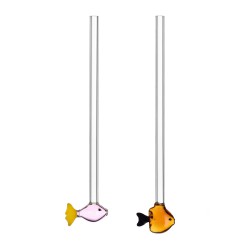 Lot de 2 Pailles Poissons Violet et Vert