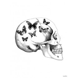 Print Skull with Butterflies