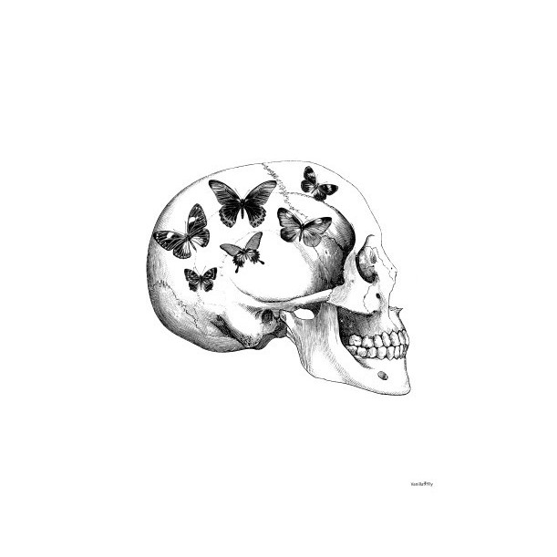 Print Skull with Butterflies