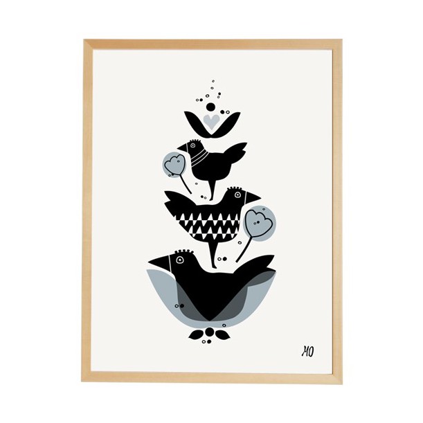 Print Three Birds going Danish