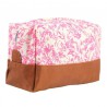 Trousse de Toilette Jouy Rose Toile et Cuir Bakker