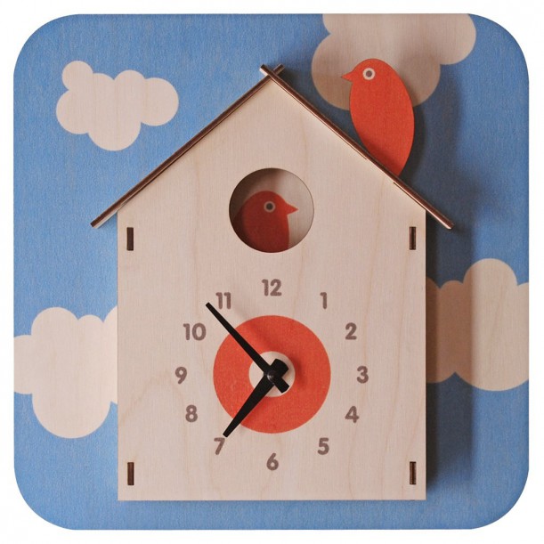 Horloge Murale Cabane à Oiseaux pour Enfants Modern Moose